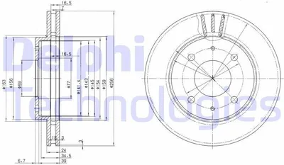 Produktbild von 2x DELPHI Bremsscheibe BG3202 für VOLVO V40 Kombi (645) 45 5mm 256mm