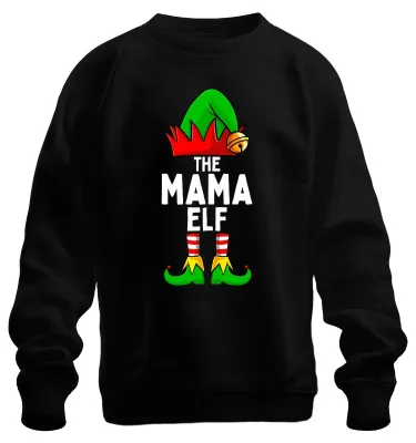Produktbild von The Mama Elf Weihnachtsgeschenk für Mama lustig Elfe Familie Sweatshirt Pullover, Schwarz, S