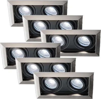 Produktbild von hoftronic LED Einbaustrahler 6x 8W 690lm 6500K GU10 Dimmbar Edelstahl