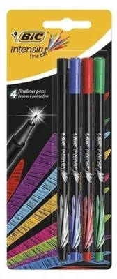 Produktbild von BIC 942082, Fein, 4 Farben, Schwarz, Blau, Grün, Rot, Rundspitze, 0,8 mm, 0,4 mm