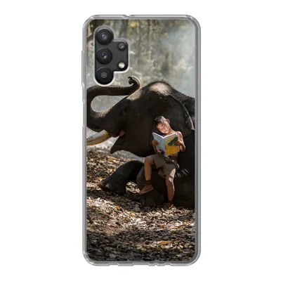 Produktbild von MuchoWow® Handyhülle Schutzhülle Hülle für Samsung Galaxy A32 5G Elefant - Junge - Buch - Wald - Tiere - Natur Silikon Softcase Handy Hülle - Softcase
