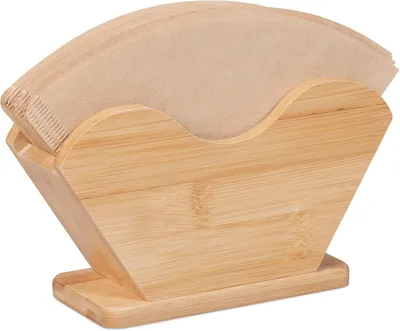 Produktbild von Kaffeefilterhalter - Bambus - Größe 2 & 4 - Stehend - Für die Arbeitsfläche - 10 x 18 x 6 cm - Filterhalter für Kaffee - Natürliches Material