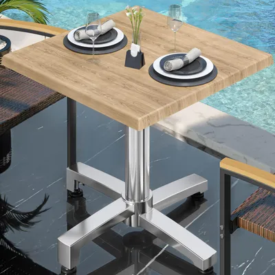Produktbild von WBO | Bistro Außen Tisch | B:T:H 60 x 60 x 78,5 cm | Eiche / Aluminium | Quadratisch | Bistro Tisch Gastro Tisch