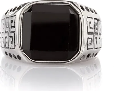 Produktbild von Karisma Klassicher Edelstahl 316L Männer Ring - mit Schwarzem Stein - RHC9444 Breite 14mm