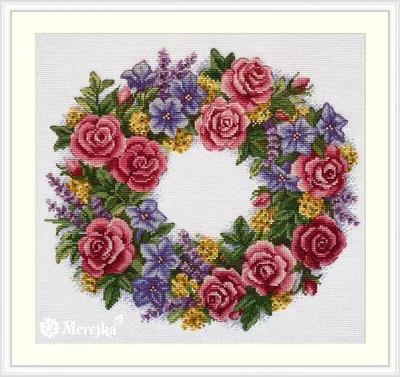 Kreuzstich-Set Rose Krans, Aida 16, 28 Farben, 23x24 cm