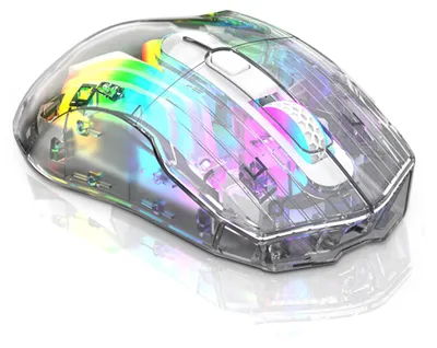 Image de BM530 Souris sans fil Bluetooth à trois modes, transparente, émettant une lumière RVB, souris de sport électronique filaire pour le jeu, blanche