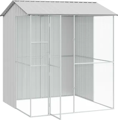 Image de vidaXL Cage à oiseaux Gris 215 x 210 x 247 cm Acier galvanisé