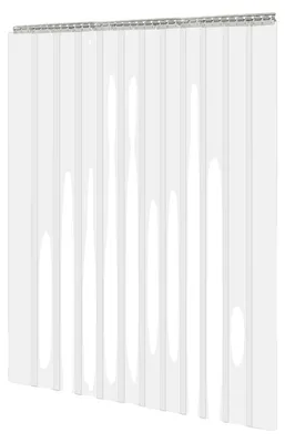 Imagen del producto de Cortina de puerta de tiras de plástico, material PVC, 12 tiras, ancho 18 cm, grosor 2 mm, dimensiones 1,8 m x 2,1 m