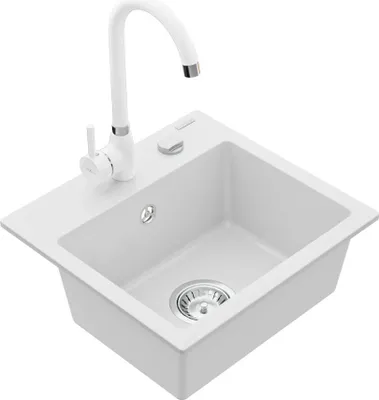 Image de Évier 1 bac en granit Milo avec mitigeur Telma, blanc (6505-20-670200-20)