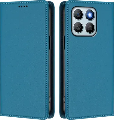 Image de Étui en cuir pour Honor X8B, étui à rabat magnétique en cuirPolyuréthaneavec support, bleu lac