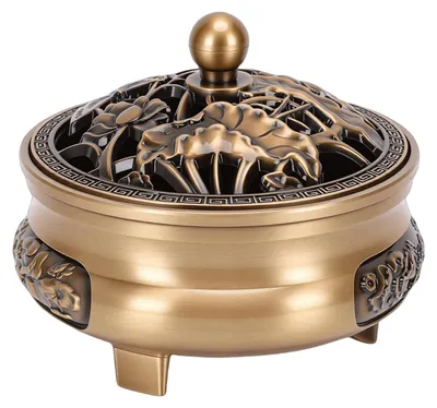 Räucherstäbchenhalter aus Messinglegierung, 7,8 cm, mit Deckel