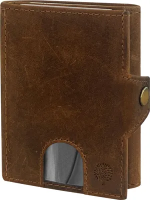 Produktbild von Frentree Herren Slim Geldbörse aus echtem Leder mit Münzfach & RFID-Schutz, 7 Fächer, Hochformat, Braun Wildleder