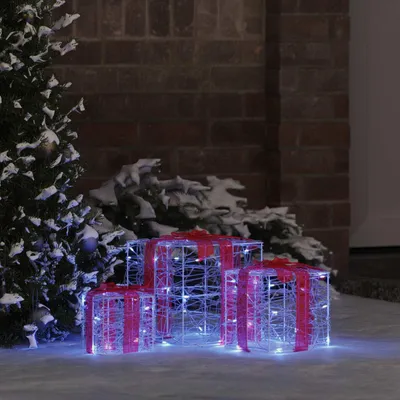 Produktbild von vidaXL Geschenkbox 3 stk. 60 LEDs Blau 20 x 20 x 20 cm Acryl