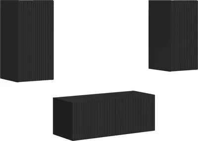 Image de vidaXL : Ensemble de 2 meubles TV, noir, en panneaux de particules