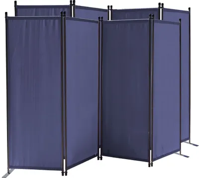 Produktbild von 2 Stück Paravent 4 Teilig 165 x 220 cm Blau - Garten & Balkon Sichtschutz Stellwand Innen & Außen - Raumteiler Trennwand Faltbar Blickdicht & Wetterfest