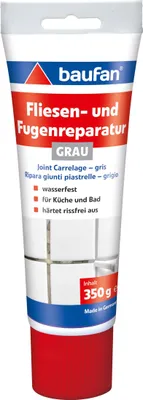 Produktbild von Baufan Fliesen- und Fugenreparatur grau 350g - Wasserfeste Renoviermasse mit optimaler Haftung, Fugenfüller für schnelle Reparaturen in Küche und Bad
