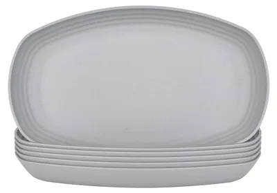 Produktbild von Tiefe Teller Set oval 25 cm, 6-teilig, unzerbrechlich Kunststoff, grau, für Camping