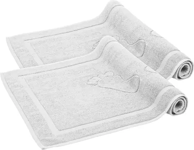 Produktbild von Komfortec Badvorleger Set 2 Teilig, Frottee Duschvorleger, Waschbar Duschmatte & Badteppich, 800 g/m² &100% Baumwolle, Saugfähig & Schnelltrocknend, 50 x 80 cm, Weiß