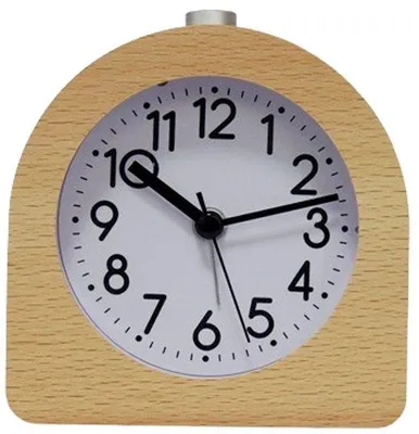 Image de Horloge en bois ancienne avec fonction snooze - Chronométrage vintage avec lampe d'alarme à aiguilles - Horloge de bureau vintage en bois silencieuse, sans tic-tac - Bois naturel, couleur marron clair