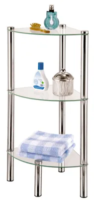 Produktbild von Eckregal Glas / Chrom mit drei Böden