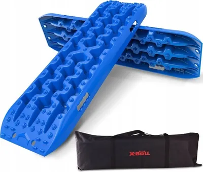 Produktbild von X-BULL 2 Stücke Anfahrhilfe Sandbleche Offroad + Abdeckung, Reifenleiter für Sand/Schlamm/Schnee, 10T (Blau, 106 x 30 x 5.5 cm)