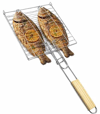 Produktbild von Fischgrill für Grill mit Holzgriff