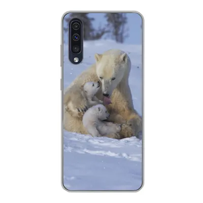 Produktbild von MuchoWow® Handyhülle Schutzhülle Hülle für Samsung Galaxy A30s Eisbären - Schnee - Weiß Silikon Softcase Handy Hülle - Karteninhaber