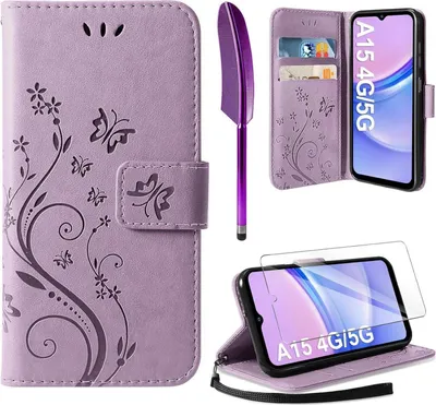 Produktbild von Samsung Galaxy A15 5G/4G Leder Wallet Handyhülle Lila