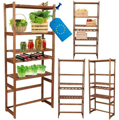 Produktbild von MODO24 Kombiregal Holz, 4 Fachböden, 1 Flaschenablage, 1 Kistenboden, Standregal, Haushaltsregal, Massivholz Kiefer, 162,6x70x33 cm, Braun, LSR