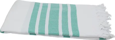 Produktbild von Saunatuch Hamamtuch XL | 95x210 cm | Fisch Style weiß smaragdgrün