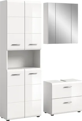 Produktbild von Ice Badmöbelset I58 Weiß hochglanz, weiß.