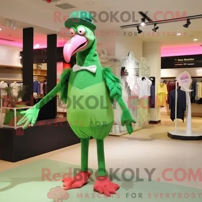 Produktbild von Maskottchenkostüm REDBROKOLY Grüner Flamingo mit Hose und Kummerbund