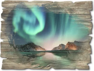 Produktbild von ARTland Holzbild Vintage Auroraborialis - Nördliches Polarlicht Größe: 40x30 cm