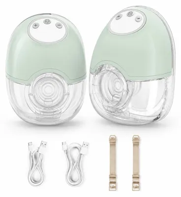 Produktbild von 2er-Set Tragbare Milchpumpe Freihändig, 4 Modi & 12 Saugstufen, 1100mAh Akku, 45dB leise, 180ml Auffangbehälter – Elektrische Stillpumpe & Milchpumpe