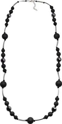 Produktbild von Steuer Modeschmuck Kette Metall 51+6cm Schwarz Glasstein 445050180