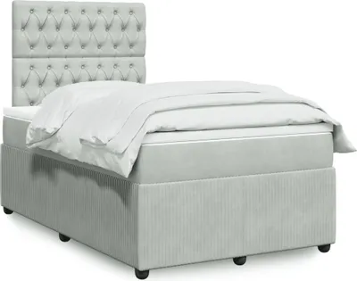 Produktbild von Möbel Boxspringbett mit Matratze Hellgrau 120x200 cm Samt - Klassische Betten 3292316