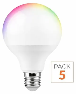 Produktbild von LED Glühbirne Connected WiFi E27 11W G95 RGBW (5er Pack)