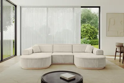 Produktbild von ALTDECOR Ecksofa in U-Form MARI-U1-v1 -303x171x83 cm Beige - Corner Sofa Bett Eckcouch Couch L-Form Wohnlandschaft Cauchsofa