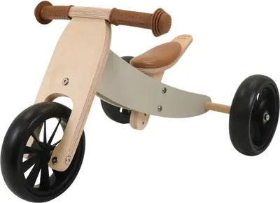 Produktbild von Bandits & Angels Smart Bike Holz-Laufrad 4-in-1 Grün ab 1 Jahr - Für Jungen und Mädchen - Olivgrünes Holz-Laufrad - Wendbar zum Dreirad und Zweirad - Verstellbarer Sattel