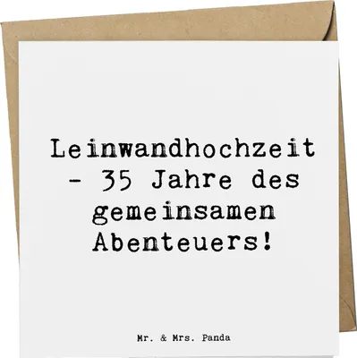 Produktbild von Mr. & Mrs. Panda Glückwunschkarte Spruch 35. Hochzeitstag Leinwandhochzeit - Weiß - Geschenk, besondere Geschenke, Erinnerungen, doppelkarte, Grußkarte, beständige Ehe