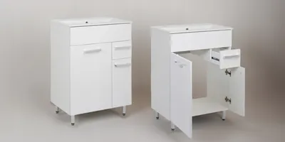 Zdjęcie produktu dla Szafka Łazienkowa z Umywalką Biała 60x40 Stojąca Szuflada Drzwi Lakier
