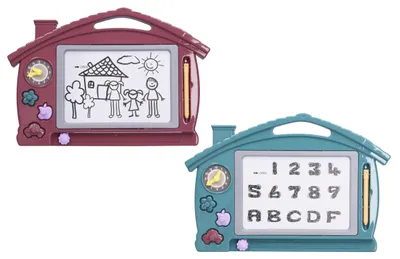 Produktbild von Wiky Zaubertafel Kinder Hausform 32 x 22 cm mit Stift und 3 Stempeln