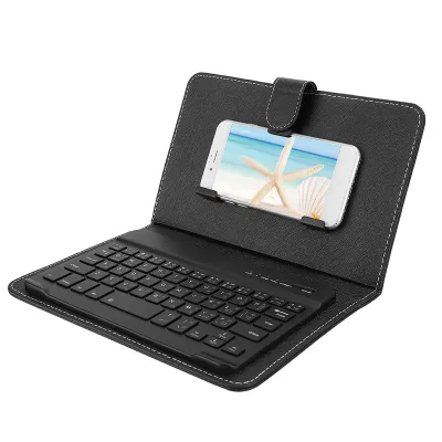 Obrázek produktu pro Klávesnice Bluetooth, thajská klávesnice Bluetooth, klávesnice Bluetooth pro mobilní telefony, klávesnice Bluetooth s koženým krytem, přenosná klávesnice Bluetooth