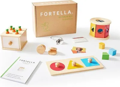 Productafbeelding van Montessori Babyspeelgoed 8-in-1 voor 0-3 Jaar - Educatief Houten Speelgoed voor Motoriek