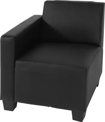 Productafbeelding van Modulaire zijpaneel, links, fauteuil met armleuningen, model Lyon, kunstleer, kleur zwart