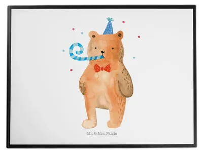 Produktbild von Mr. & Mrs. Panda schreibtischunterlage Bär Geburtstag - Weiß - Geschenk, Alles Gute, Teddy, Glückwunsch, malunterlagen, schreibtischunterlagen, tischmatten