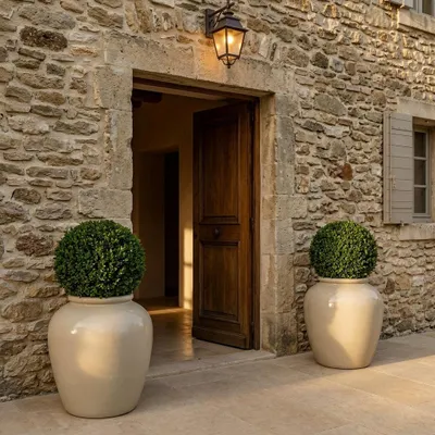 Produktbild von Pflanzkübel aus Beton Provencelia ORIGIN Beige, Ø63 cm x H71 cm, frostbeständig