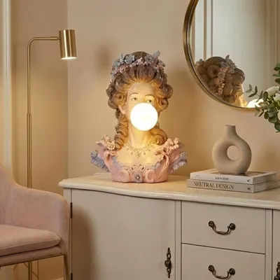Produktbild von riess-ambiente Tischlampe LADY 60cm mehrfarbig Büste Frauenkopf mit Lampenkugel mit Kippschalter G9