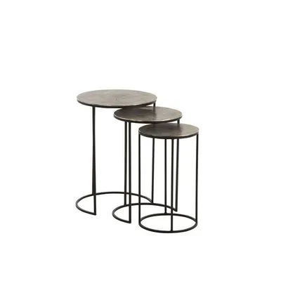 Produktbild von J-Line Set Von 3 Beistelltischen Rund Aluminium Schwarz/Grau