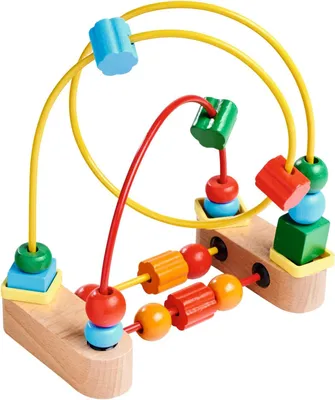 Produktbild von Motorikspielzeug – Bunt gestaltetes Spielzeug zur Förderung der Motorik, mit verschiedenen Perlen und Formen – Fördert die Koordination und die Feinmotorik – Aus Buchenholz